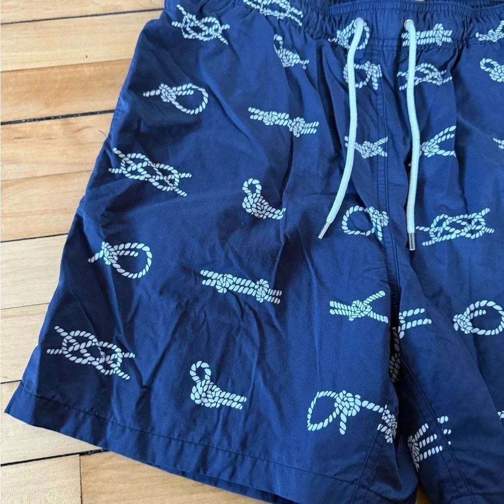 Brooks Brothers navy blue different knots printed swim trunks‎